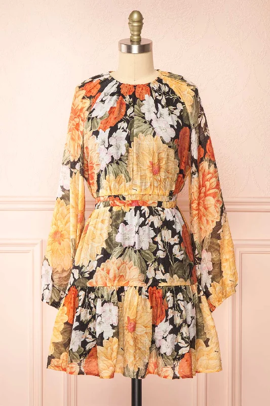 Midi dresses with metallic threads for a glamorous evening eventZelaraine | Short Floral Dress w/ Long Sleeves Midi dresses with metallic threads for a glamorous evening eventZelaraine | Short Floral Dress w/ Long Sleeves