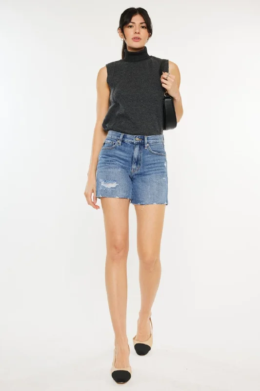 Plus Size Women's Stretch Denim Shorts with Belt Loops in Medium Wash for a Versatile FitKancan Distressed High Waist Denim Shorts Plus Size Women's Stretch Denim Shorts with Belt Loops in Medium Wash for a Versatile FitKancan Distressed High Waist Denim Shorts