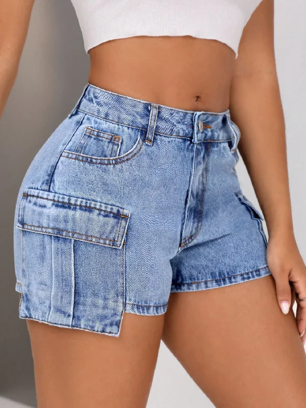 Plus Size Women's Cargo Shorts in Olive Green with Multiple Pockets for Outdoor AdventuresMid-Rise Waist Denim Shorts with Pockets Plus Size Women's Cargo Shorts in Olive Green with Multiple Pockets for Outdoor AdventuresMid-Rise Waist Denim Shorts with Pockets