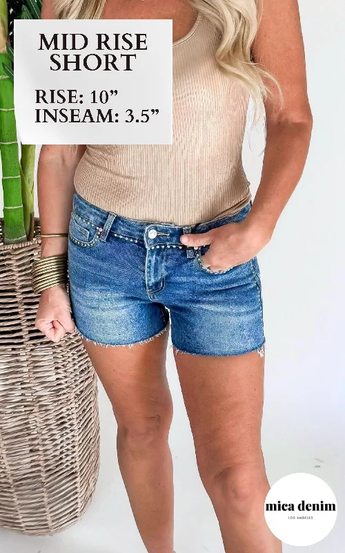Plus Size Women's Stretch Cotton Athletic Shorts with Side Pockets for Workout SessionsThe Dolly Mid Rise Studded Shorts | Mica - Final Sale Plus Size Women's Stretch Cotton Athletic Shorts with Side Pockets for Workout SessionsThe Dolly Mid Rise Studded Shorts | Mica - Final Sale
