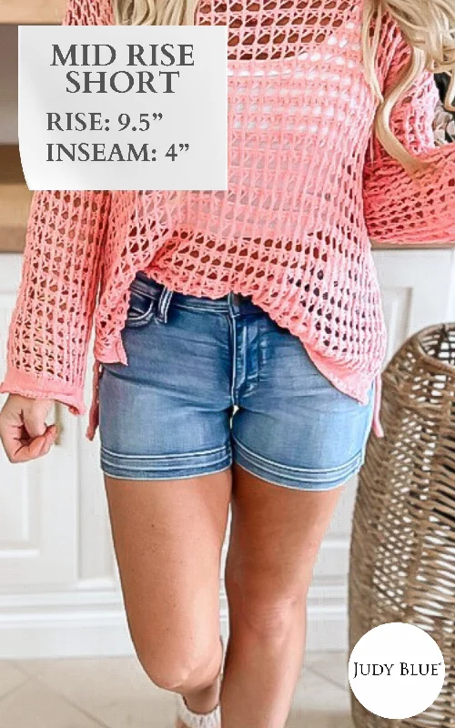 Plus Size Women's Denim Cut - off Shorts with Frayed Edges for a Casual and Laid - Back VibeThe Quinn Mid-Rise Heavy Contrast Faux Flap Pocket Denim Shorts (REG/CURVY) | Judy Blue - Final Sale Plus Size Women's Denim Cut - off Shorts with Frayed Edges for a Casual and Laid - Back VibeThe Quinn Mid-Rise Heavy Contrast Faux Flap Pocket Denim Shorts (REG/CURVY) | Judy Blue - Final Sale