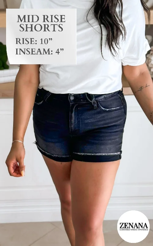 Plus Size Women's Denim Cut - off Shorts with Frayed Edges for a Casual and Laid - Back VibeZenana Washed Black Cuff Hem Denim Shorts - Final Sale Plus Size Women's Denim Cut - off Shorts with Frayed Edges for a Casual and Laid - Back VibeZenana Washed Black Cuff Hem Denim Shorts - Final Sale