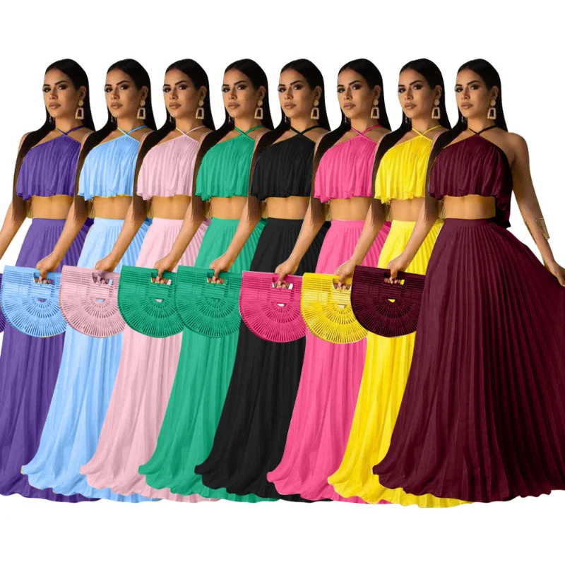Maxi dresses with a ruffled neckline for a charming look2023 Summer Bohemian Dress 2 Piece Set Casual Women Clothing Crop Tank Top Maxi Long Pleated Flowy Skirt Two Piece Skirts Set Maxi dresses with a ruffled neckline for a charming look2023 Summer Bohemian Dress 2 Piece Set Casual Women Clothing Crop Tank Top Maxi Long Pleated Flowy Skirt Two Piece Skirts Set