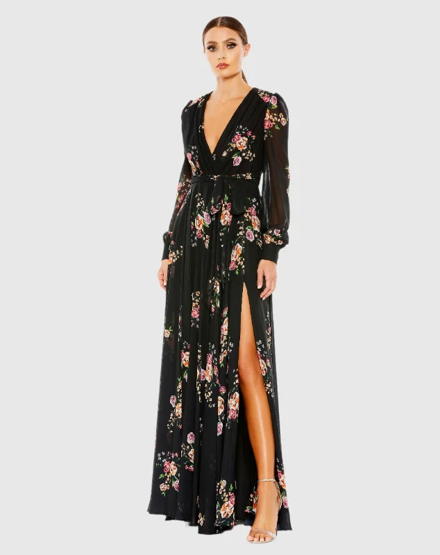 Maxi dresses with pocket details for added functionalityBelted Floral Print Illusion Long Sleeve Gown Maxi dresses with pocket details for added functionalityBelted Floral Print Illusion Long Sleeve Gown