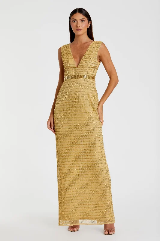Maxi dresses with beaded embellishments for a fancy and luxurious eventBeaded Cap Sleeve V Neck Column Gown Maxi dresses with beaded embellishments for a fancy and luxurious eventBeaded Cap Sleeve V Neck Column Gown