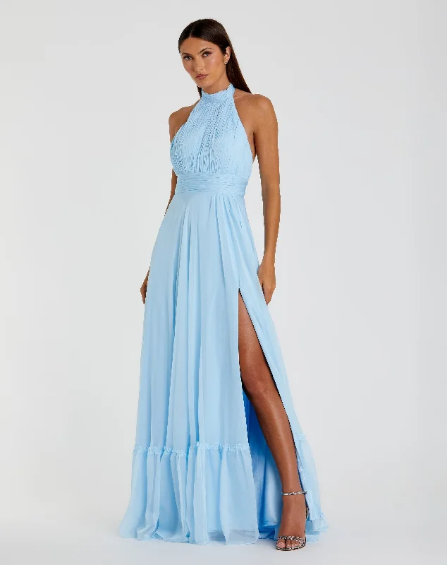 Maxi dresses with polka dot prints for a playful styleHigh Neck Tiered Chiffon Halter Gown Maxi dresses with polka dot prints for a playful styleHigh Neck Tiered Chiffon Halter Gown