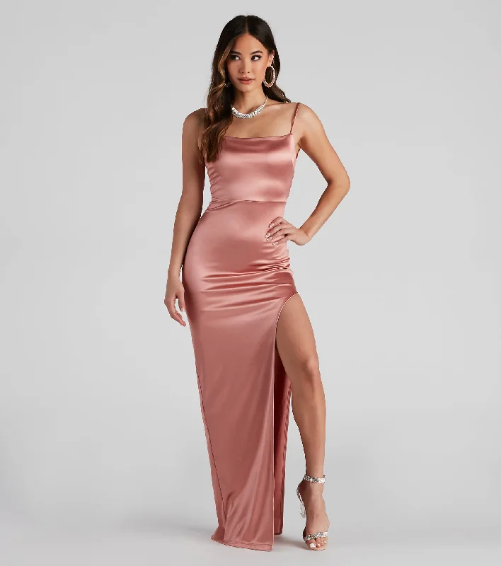 Maxi dresses with ribbed textures for a unique and tactile lookAyla High Slit Satin Dress Maxi dresses with ribbed textures for a unique and tactile lookAyla High Slit Satin Dress