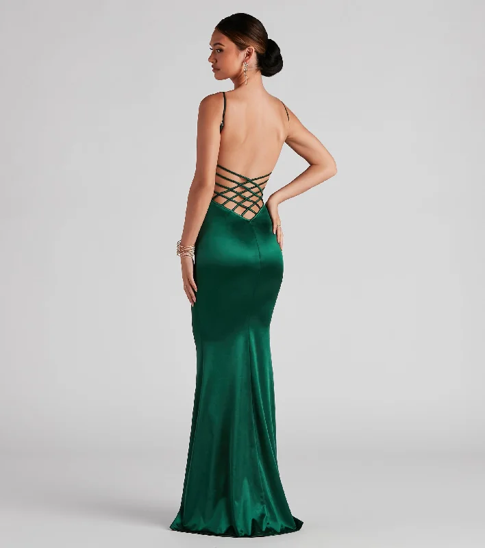 Maxi dresses with embroidered floral motifs for a unique designCamille Formal Satin Caged Dress Maxi dresses with embroidered floral motifs for a unique designCamille Formal Satin Caged Dress