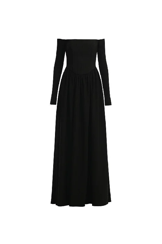 Velvet maxi dresses with long sleeves for winter weddingsCecil A-line Off-Shoulder Twill Maxi Dress Velvet maxi dresses with long sleeves for winter weddingsCecil A-line Off-Shoulder Twill Maxi Dress