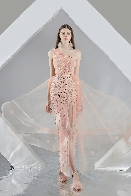 Maxi dresses with patchwork designs for a one - of - a - kind styleChelsea Slit One Shoulder Organza Midi Dress Maxi dresses with patchwork designs for a one - of - a - kind styleChelsea Slit One Shoulder Organza Midi Dress