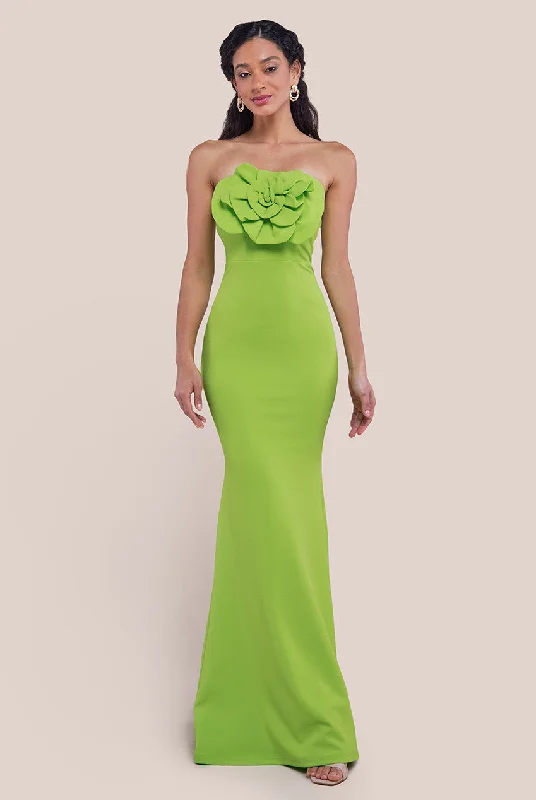 Maxi dresses with geometric prints for a contemporary aestheticGoddiva Scuba Crepe Bandeau Rose Maxi Dress - Lime Maxi dresses with geometric prints for a contemporary aestheticGoddiva Scuba Crepe Bandeau Rose Maxi Dress - Lime