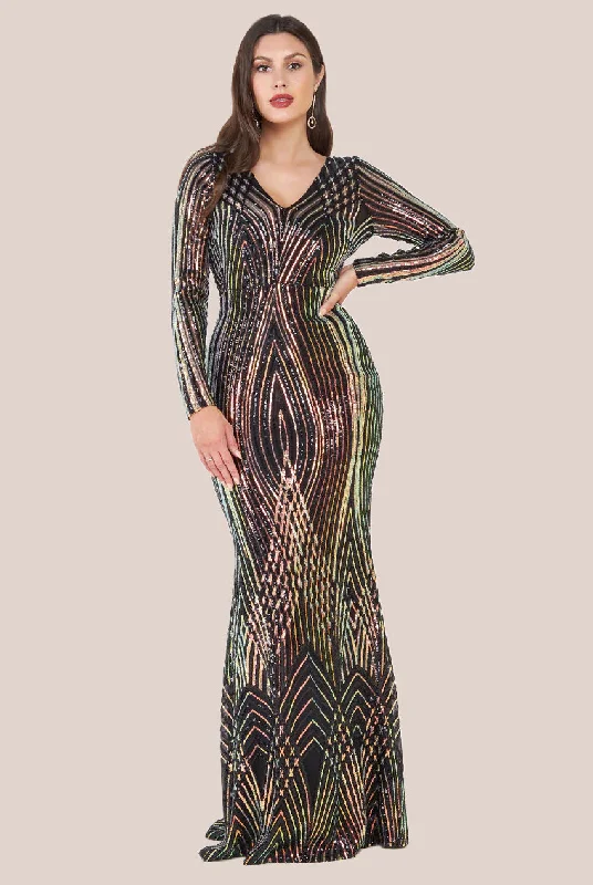Maxi dresses with embroidered floral motifs for a unique designGoddiva Two Toned V Neck Sequin Maxi - Black Maxi dresses with embroidered floral motifs for a unique designGoddiva Two Toned V Neck Sequin Maxi - Black