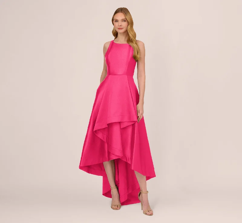 Maxi dresses with a ruched bodice for a more form - fitting and feminine shapeHigh Low Mikado Gown With Asymmetrical Detail In Electric Pink Maxi dresses with a ruched bodice for a more form - fitting and feminine shapeHigh Low Mikado Gown With Asymmetrical Detail In Electric Pink