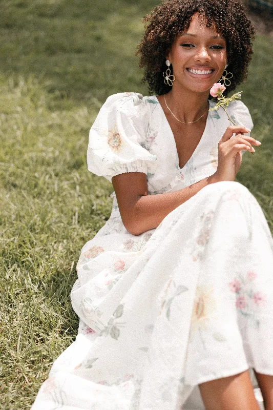 Maxi dresses with a belted empire waist for a more defined and flattering silhouetteJemima Puff Shoulder Maxi Dress - Floral Maxi dresses with a belted empire waist for a more defined and flattering silhouetteJemima Puff Shoulder Maxi Dress - Floral
