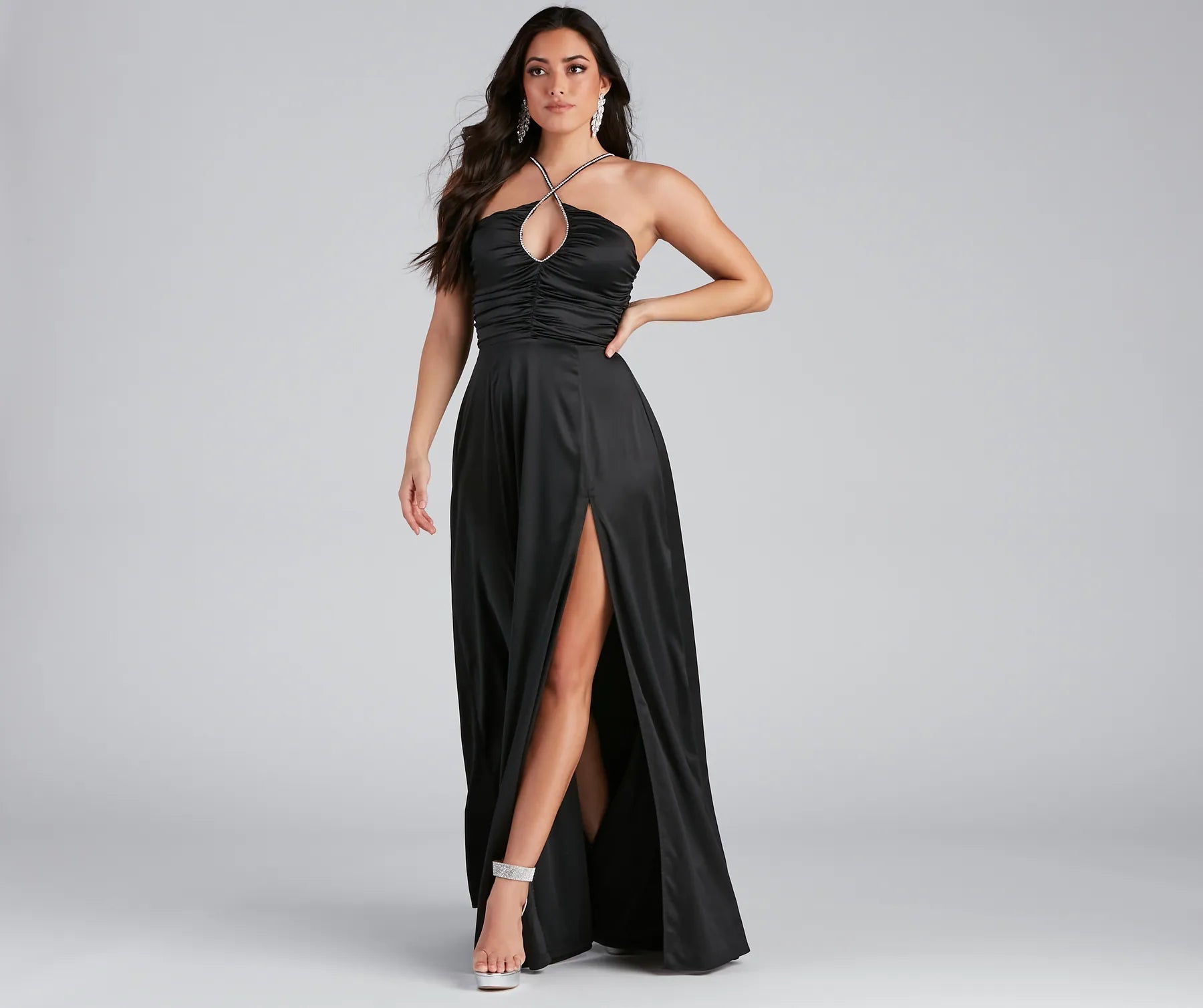 Maxi dresses with a V - neckline for a flattering and elongating shapeKaelie Formal Satin A-Line Dress Maxi dresses with a V - neckline for a flattering and elongating shapeKaelie Formal Satin A-Line Dress
