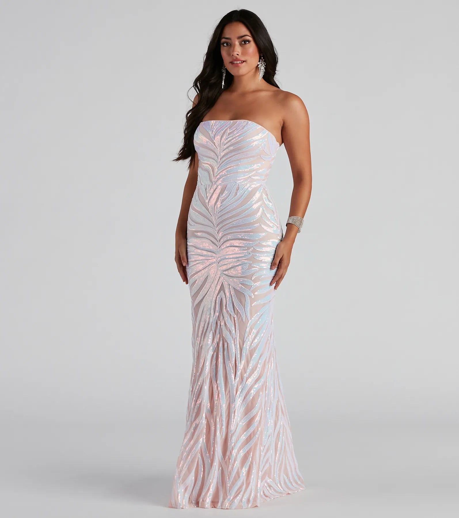 Maxi dresses with a button - down front for a classic lookKeishla Formal Sequin Strapless Dress Maxi dresses with a button - down front for a classic lookKeishla Formal Sequin Strapless Dress