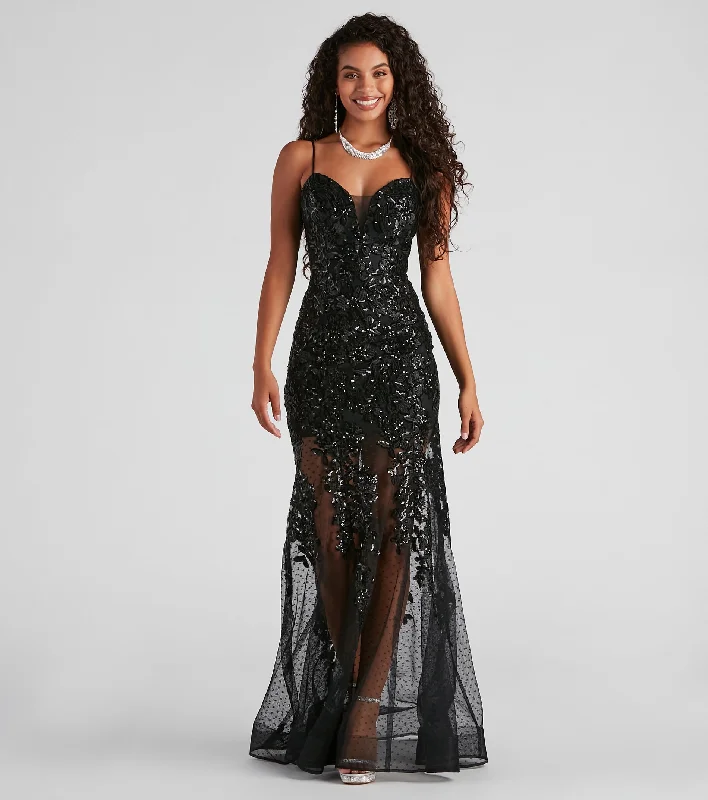 Maxi dresses with a wrap - around style for a customizable fitLivia Sequin Mesh Mermaid Dress Maxi dresses with a wrap - around style for a customizable fitLivia Sequin Mesh Mermaid Dress