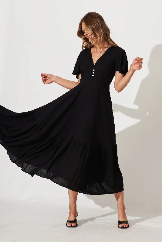 Sheer maxi dresses with lace overlays for a romantic touchNevada Maxi Dress In Black Sheer maxi dresses with lace overlays for a romantic touchNevada Maxi Dress In Black