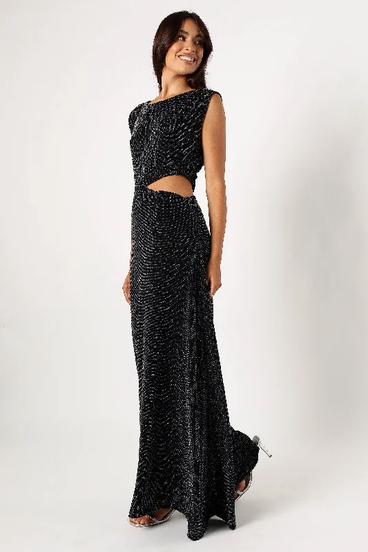 Maxi dresses with balloon sleeves for a vintage - inspired styleNolah Maxi Dress - Black Sparkle Maxi dresses with balloon sleeves for a vintage - inspired styleNolah Maxi Dress - Black Sparkle