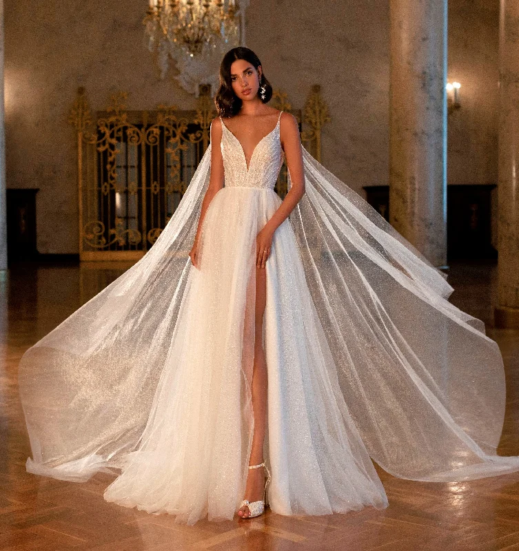 Satin wedding guest dresses with side slits for a sexy touchA-Line Wedding Dress With Angel Wings Satin wedding guest dresses with side slits for a sexy touchA-Line Wedding Dress With Angel Wings