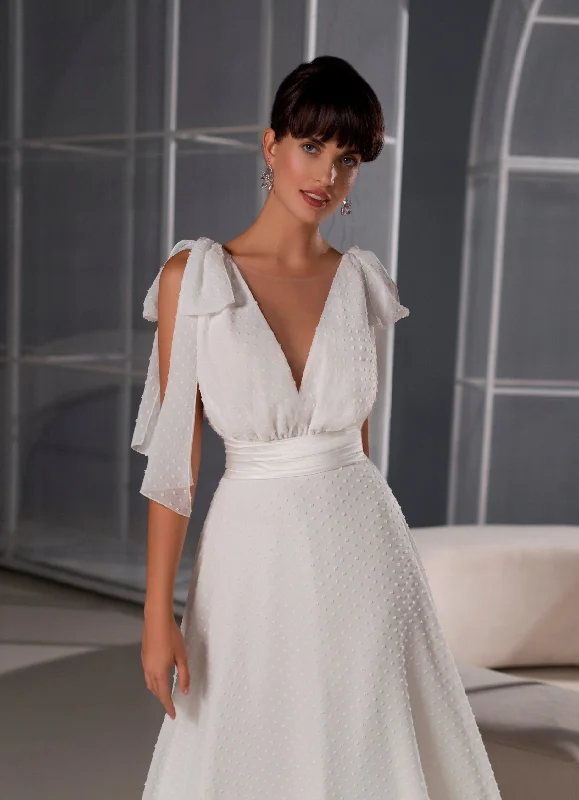 Strapless wedding guest dresses with rhinestone - studded bodicesA-Line Wedding Gown with Tulle Bows Straps Strapless wedding guest dresses with rhinestone - studded bodicesA-Line Wedding Gown with Tulle Bows Straps