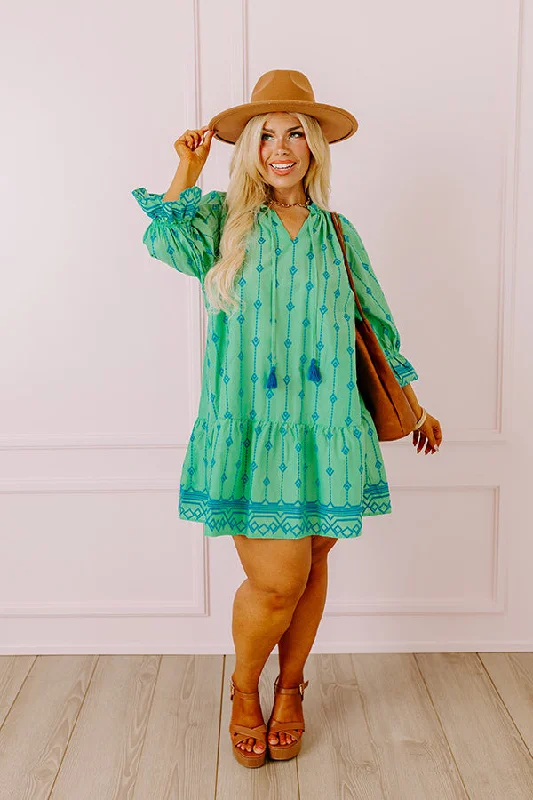 Mini dresses with tiered skirts for added volumeCharleston Stroll Embroidered Mini Dress in Kelly Green Curves Mini dresses with tiered skirts for added volumeCharleston Stroll Embroidered Mini Dress in Kelly Green Curves