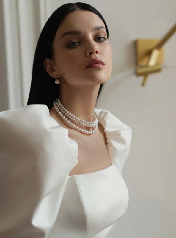 Strapless wedding guest dresses with rhinestone - studded bodicesElegant Long Sleeve A-Line Wedding Dress Strapless wedding guest dresses with rhinestone - studded bodicesElegant Long Sleeve A-Line Wedding Dress