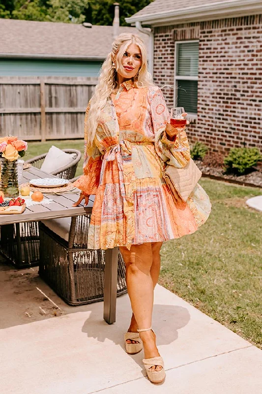 Mini dresses with keyhole necklinesFancy Flourish Color Block Mini Dress in Orange Curves Mini dresses with keyhole necklinesFancy Flourish Color Block Mini Dress in Orange Curves