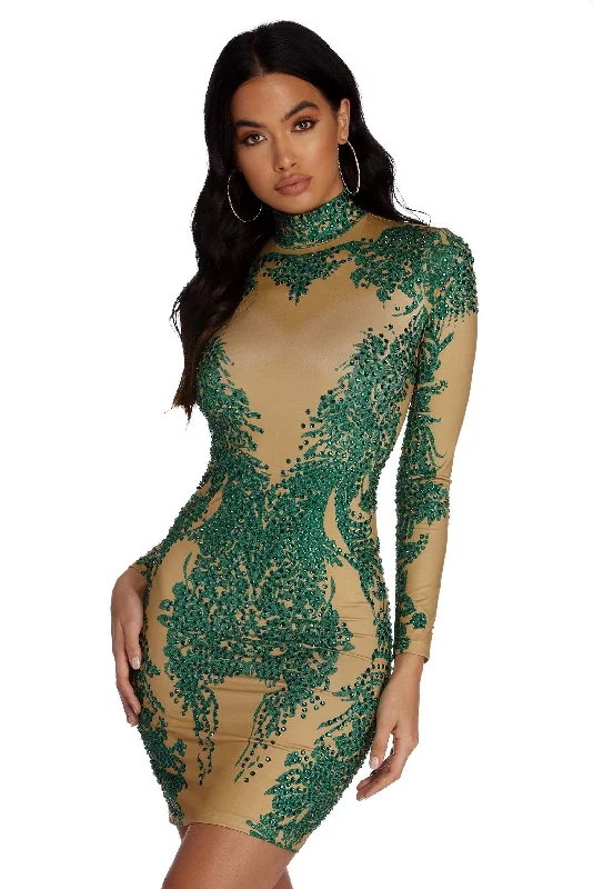 Mini dresses with belted waists for a defined silhouetteJuliana Formal Heat Stone Mini Dress Mini dresses with belted waists for a defined silhouetteJuliana Formal Heat Stone Mini Dress