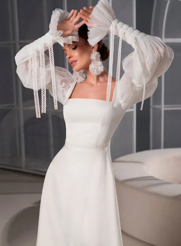 One - shoulder wedding guest dresses with beaded detailsLong Sleeve A-Line Wedding Dress One - shoulder wedding guest dresses with beaded detailsLong Sleeve A-Line Wedding Dress