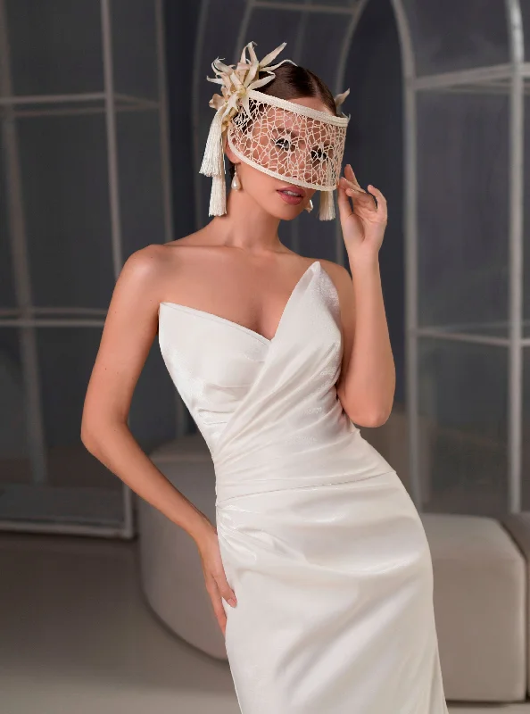 Wedding guest dresses with puff sleeves and knee - length hemsMinimalist Strapless Mermaid Wedding Gown Wedding guest dresses with puff sleeves and knee - length hemsMinimalist Strapless Mermaid Wedding Gown