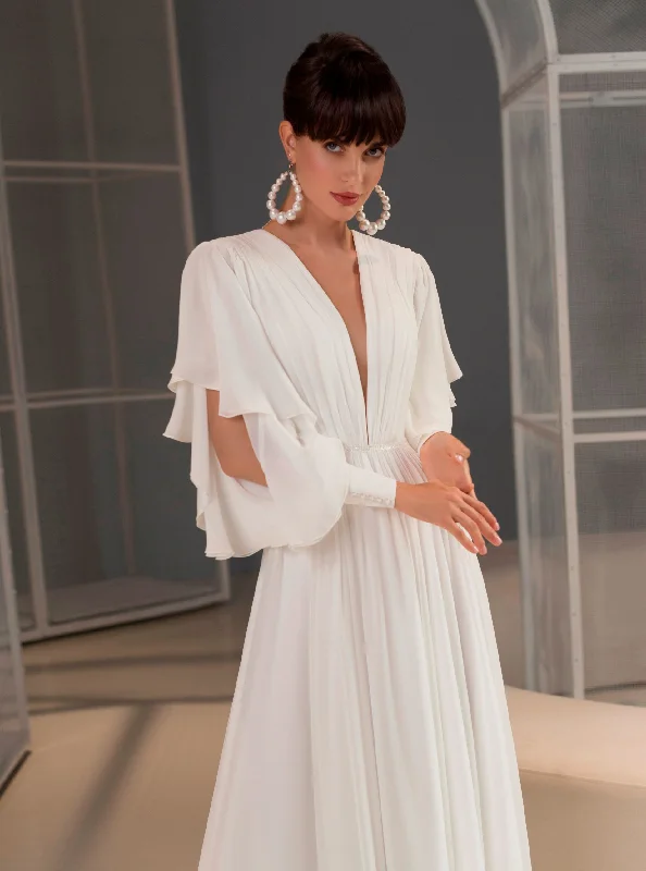 Wedding guest dresses with pom - pom trims for a playful lookSimple Long Sleeves Wedding Gown Wedding guest dresses with pom - pom trims for a playful lookSimple Long Sleeves Wedding Gown