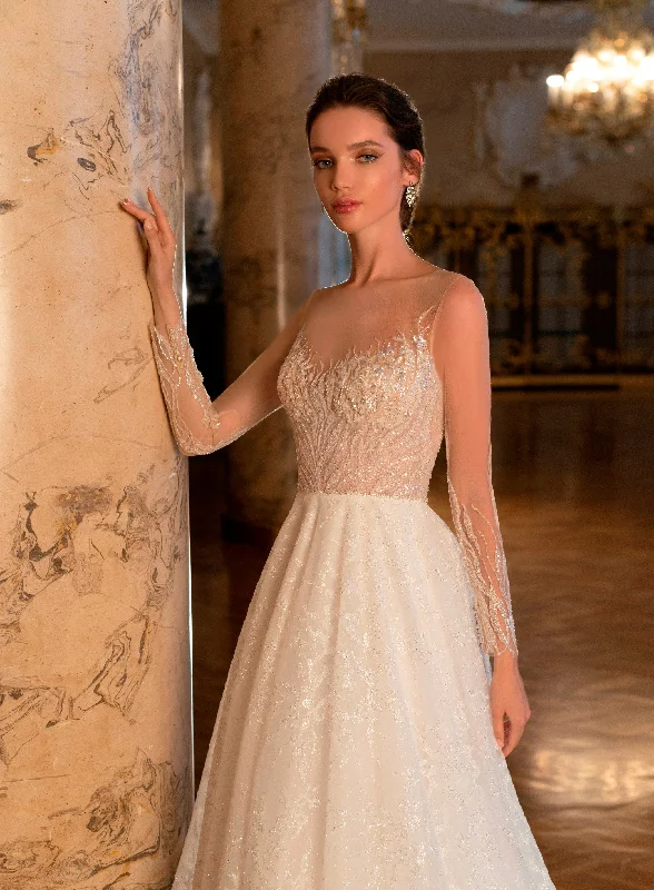 Animal - print wedding guest dresses in subtle colors for a bold statementSparkly Lace Long Sleeve Wedding Dress Animal - print wedding guest dresses in subtle colors for a bold statementSparkly Lace Long Sleeve Wedding Dress