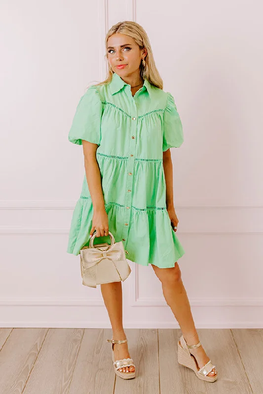 Cotton mini dresses for a comfortable everyday optionSunday Stroll Mini Dress in Light Kelly Green Cotton mini dresses for a comfortable everyday optionSunday Stroll Mini Dress in Light Kelly Green