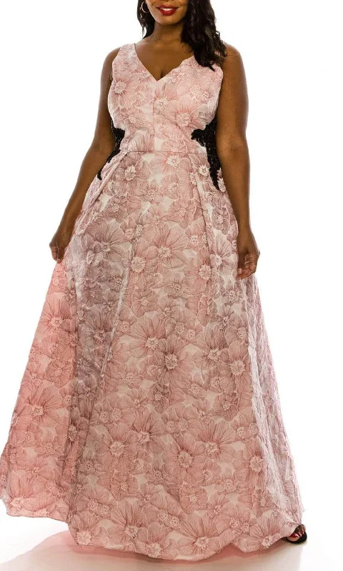 Sequined formal dresses with open backs for a sexy prom styleIgnite Evenings - IG181103 V Neck Floral A-line Dress Sequined formal dresses with open backs for a sexy prom styleIgnite Evenings - IG181103 V Neck Floral A-line Dress