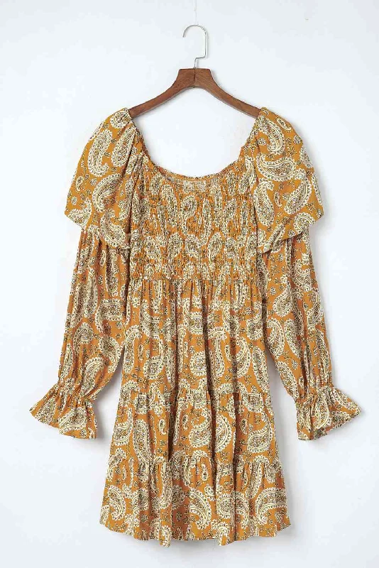 Lace - Embellished Women Dress for an Elegant and Sophisticated AppearancePaisley Flounce Sleeve Dress Lace - Embellished Women Dress for an Elegant and Sophisticated AppearancePaisley Flounce Sleeve Dress