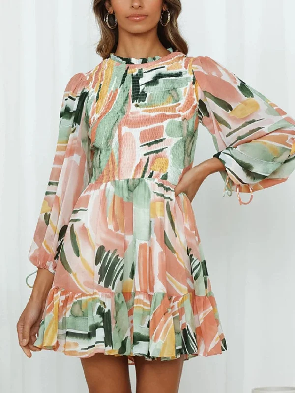 Empire Waist Women Dress to Accentuate the Bust and Conceal the WaistFloral mock neck mini dress Empire Waist Women Dress to Accentuate the Bust and Conceal the WaistFloral mock neck mini dress