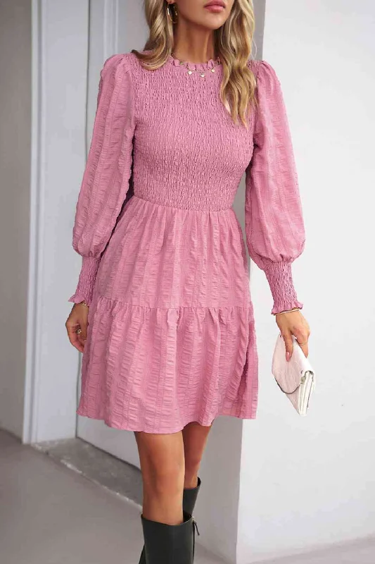 Wrap - Style Women Dress with Adjustable Fit for All Body TypesSmocked Lantern Sleeve Mini Dress Wrap - Style Women Dress with Adjustable Fit for All Body TypesSmocked Lantern Sleeve Mini Dress