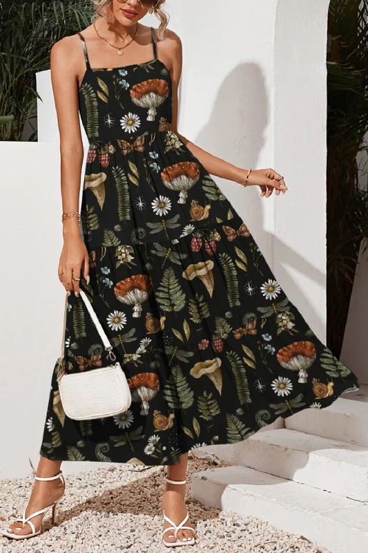 Mini Women Dress with a Short Hem for a Young and Trendy StyleTiered Printed Square Neck Cami Dress Mini Women Dress with a Short Hem for a Young and Trendy StyleTiered Printed Square Neck Cami Dress