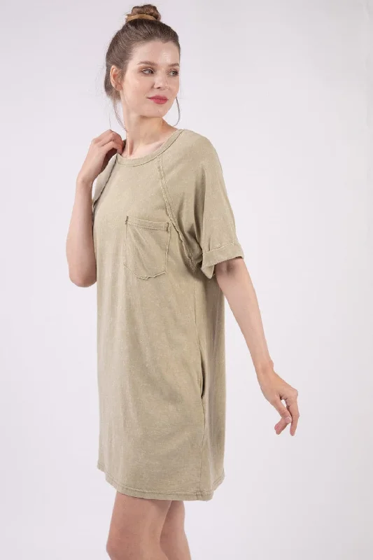 Mermaid - Style Women Dress with a Fitted Silhouette for Special OccasionsVERY J Washed Round Neck Mini Tee Dress Mermaid - Style Women Dress with a Fitted Silhouette for Special OccasionsVERY J Washed Round Neck Mini Tee Dress