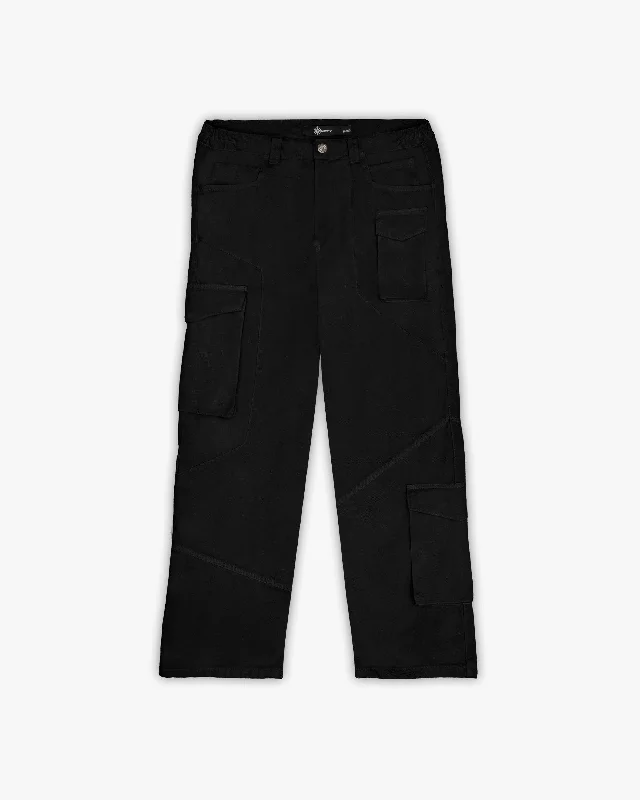 Women's Skinny Fit Leather - Look Cargo Pants in Black for a Bold and Edgy EnsembleASYMETRICAL CARGOPANTS BLACK Women's Skinny Fit Leather - Look Cargo Pants in Black for a Bold and Edgy EnsembleASYMETRICAL CARGOPANTS BLACK