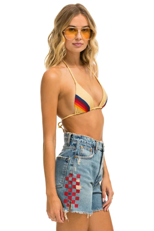 Denim Women Shorts with Distressed Details for a Casual VibeHI RISE SKATER CUTOFF SIDE RED CHECK - VINTAGE Denim Women Shorts with Distressed Details for a Casual VibeHI RISE SKATER CUTOFF SIDE RED CHECK - VINTAGE