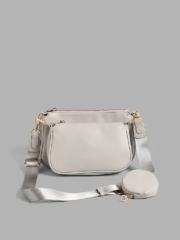 Leather Look Women Shorts for an Edgy and Chic StyleLOV Grey Sling Bag With Pouch Set Leather Look Women Shorts for an Edgy and Chic StyleLOV Grey Sling Bag With Pouch Set