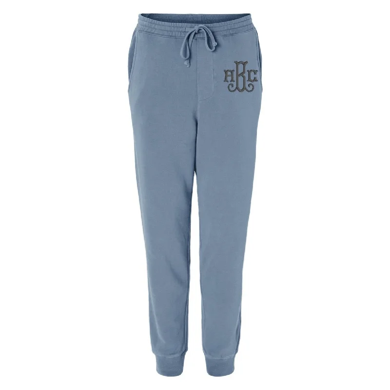 Pocket - Less Women's Sweatpants in Light Blue for a Sleek and Minimalist LookMonogrammed Pigment Dyed Joggers Pocket - Less Women's Sweatpants in Light Blue for a Sleek and Minimalist LookMonogrammed Pigment Dyed Joggers