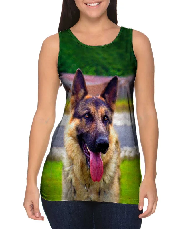 One - Shoulder Women's Rayon Blend Tank Tops for a Flowy LookSitting Proud German Sheperd One - Shoulder Women's Rayon Blend Tank Tops for a Flowy LookSitting Proud German Sheperd