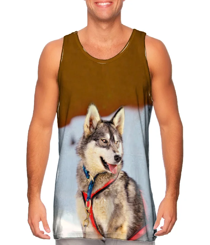 Scoop Neck Women's Linen Blend Tank Tops for SummerSledding Husky