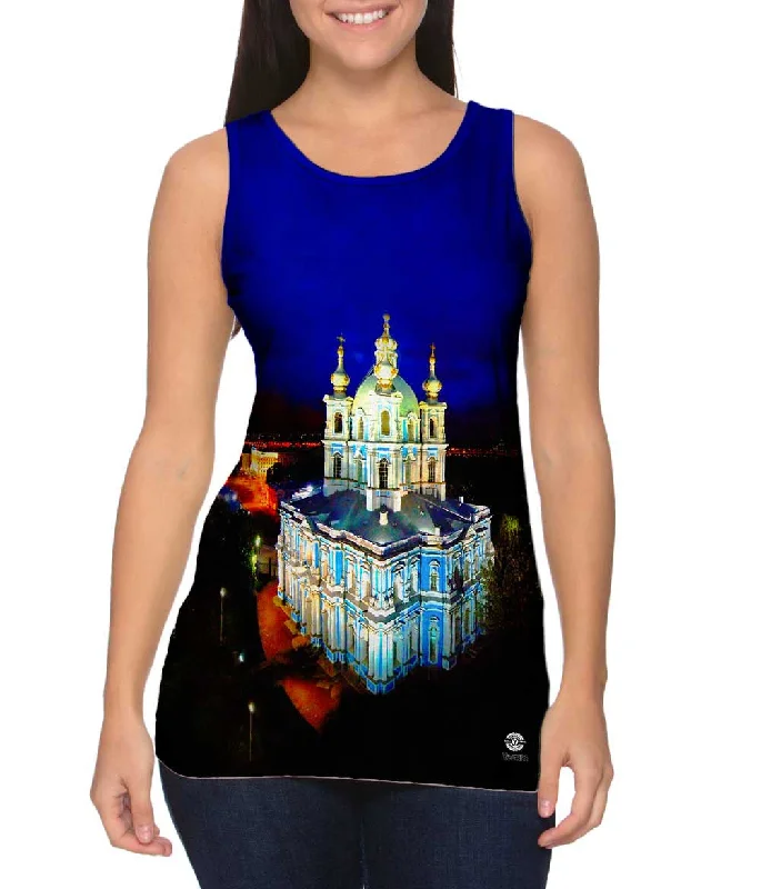 Plus Size Women's Glitter - Trimmed Tank Tops for Party NightsSmolniye Monastery Russia Plus Size Women's Glitter - Trimmed Tank Tops for Party NightsSmolniye Monastery Russia