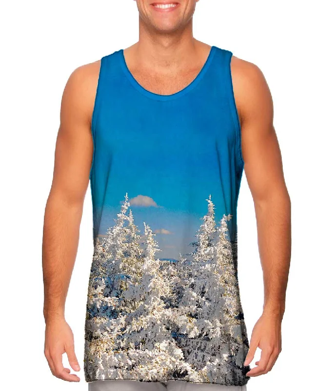 Crew Neck Women's Sustainable Tank Tops Made from Recycled MaterialsSnow Filled Trees Crew Neck Women's Sustainable Tank Tops Made from Recycled MaterialsSnow Filled Trees