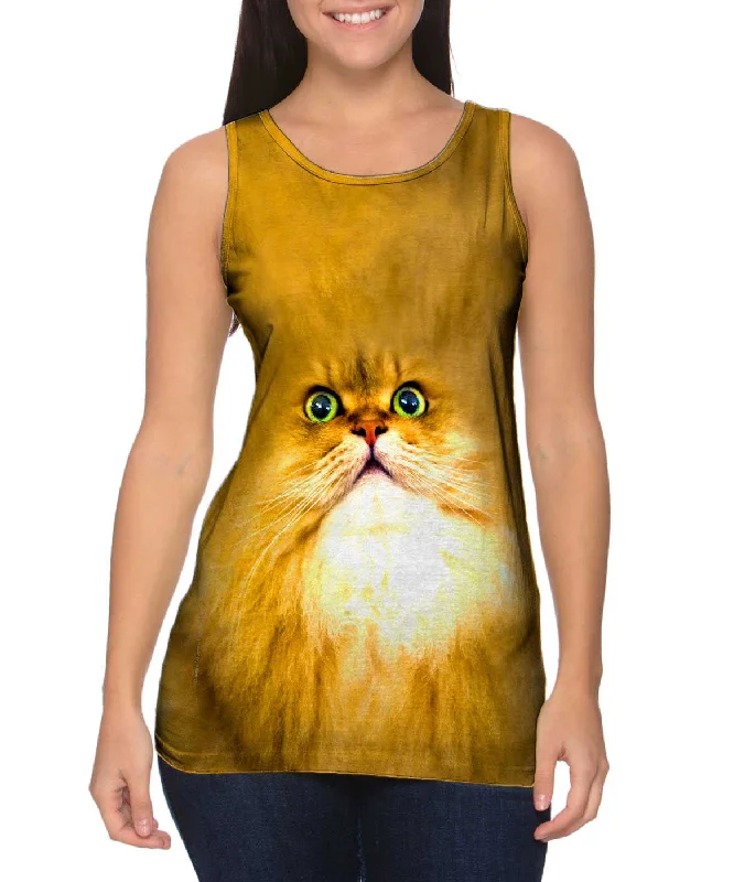 Crew Neck Women's Sustainable Tank Tops Made from Recycled MaterialsSoft Cat