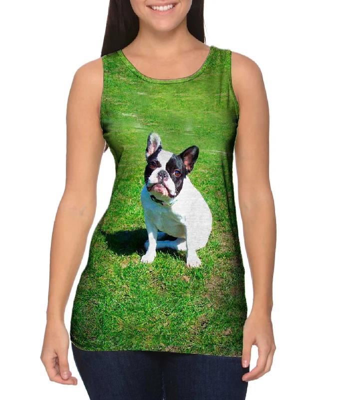 Women's Spaghetti Strap Tank Tops with Geometric PatternsSophisticated French Bulldog Women's Spaghetti Strap Tank Tops with Geometric PatternsSophisticated French Bulldog